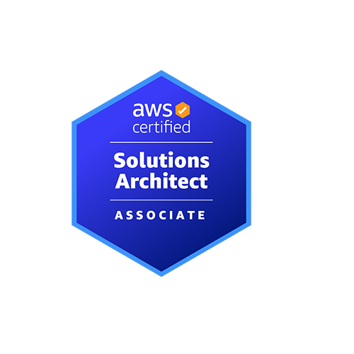 Badge da certificação AWS SAA-C03: AWS Certified Solutions Architect - Associate
