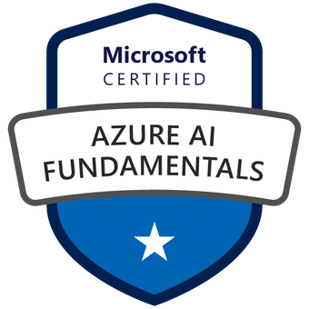 Badge da certificação Microsoft Azure AI-900: Azure AI Fundamentals
