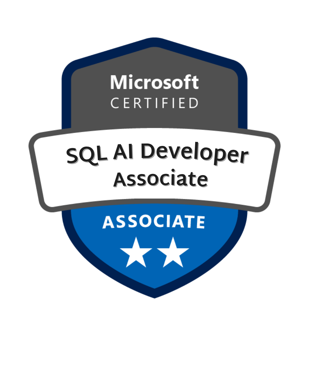 Badge da certificação Microsoft Azure DP-800: SQL AI Developer Associate